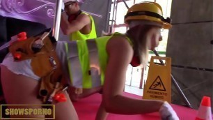 Blonde portuguese pornstar fucking big dick on stage