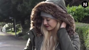 Cute Blonde Girl with Fur Hood