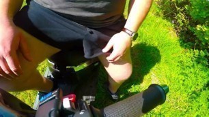 Wanking in the Nature with Cum on my Scooter