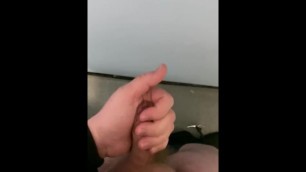 Touching my Rock Hard Cock in the Toilets with Huge Cumshot