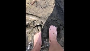 Getting my Petite Feet Covered in Filthy Mud and Sand