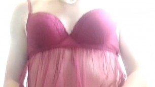 Caged and horny sissy masturbating the only way
