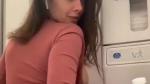 playing in the airplane bathroom