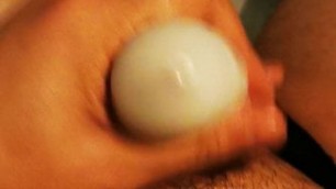 Jerk and cum with tenga egg and tights