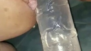 Teen fucking her pussy with a big dildo