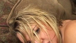 Sexy blond teen sucks and fucks at her house