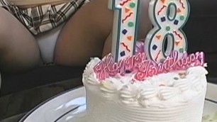 18th Birthday – horny blonde gets her first dildo