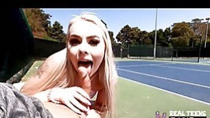 Haley Spades goes buckwild at a public tennis court