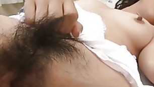 Mature Japanese housewife with big nipples cuckolds her husband